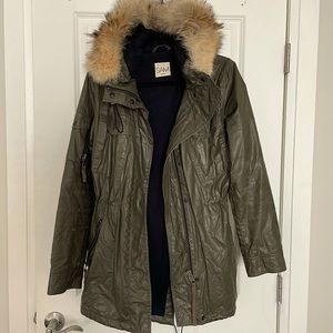 Sam waxed parka olive green fur hood